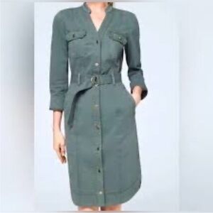 WHBM - NWT - Green Denim Long-sleeve Dress! Size 2